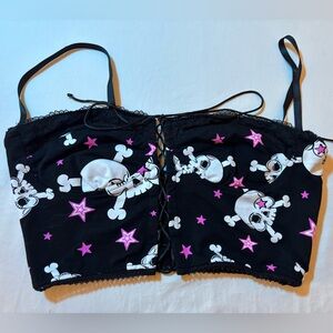 Widow Gothic Skull Print Corset Cami Top Medium Punk Emo Alt Y2K